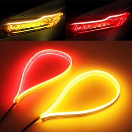 OPPLIGHT LED Tape, Sequential Turn Signal, LED Turn Signal Tape, Yellow, Amber, Red, 2 Color Switching, Delight Position, Tail Lamp, Brake Lamp, Double Color, 23.6 inches (60 cm), Ultra-thin,