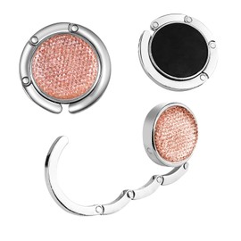 Milaloko 3 Pack Foldable Handbag Hooks, Desk Handbag Hangers, Crystal Diamond Folding Purse Hooks for Table