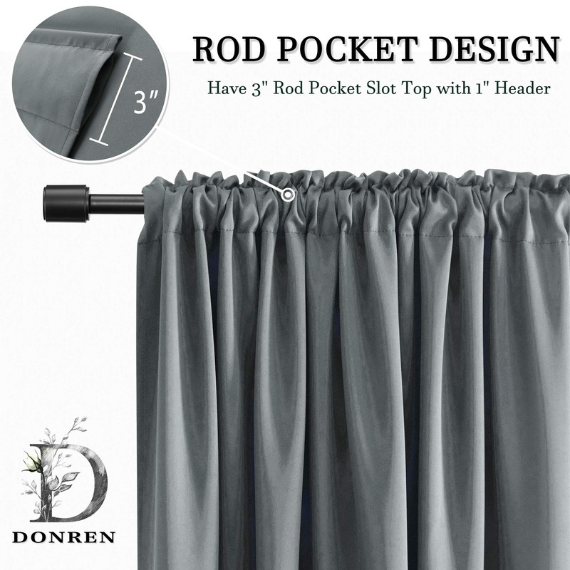 DONREN Medium Grey Small Curtains for Bathroom -Blackout Thermal Insulating