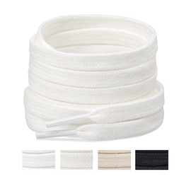 Handshop Wide Flat Athletic Shoelaces 5/16"(2 Pair) - Shoe Laces for Sneakers and Casual Shoes Replacements Off White 40 inch (100cm)