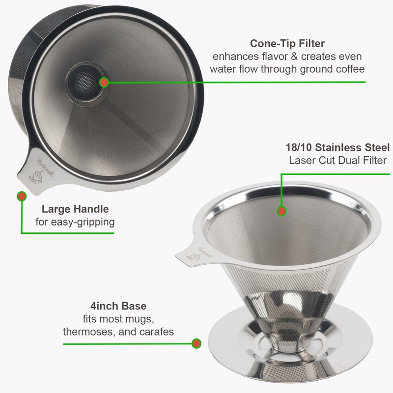 Maranello Caffé Pour Over Coffee Dripper Stainless Steel Reusable Drip
