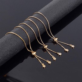 UNICRAFTALE 24 cm, 10 pieces, golden brass slider bracelet, adjustable slider bracelet with zirconia, slider extender, chains, bracelet chain for jewellery making, DIY
