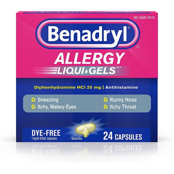 Benadryl Allergy Liqui-Gels Dye-Free - 24 ct, Pack of 5