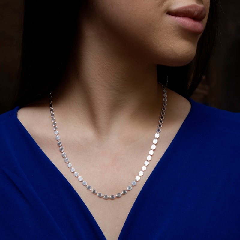 Tuscany Silver Sterling Silver Patterned Oval Disc Necklace, Silver