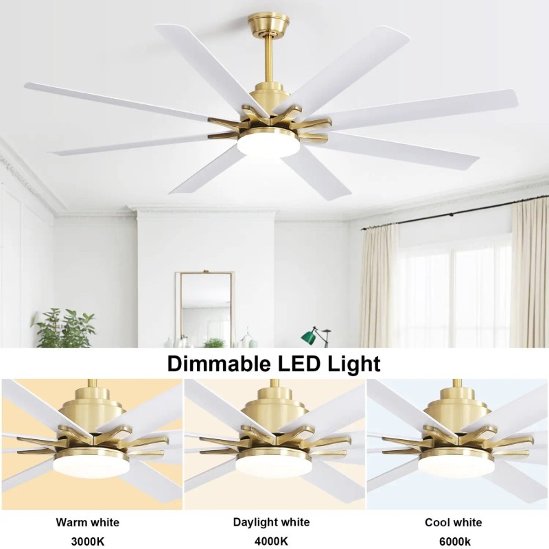 Modern 66-Inch LED Ceiling Fan With Dimmable Light DC Motor