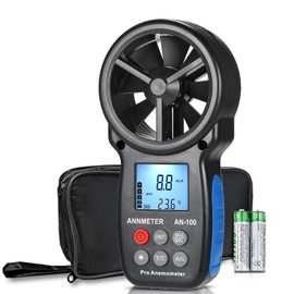 ANNMETER AN-100 Air Anemometer Digital Air Flow Meter Handheld Air Flow Meter, Air Flow Meter with Maximum Average Air Flow Display, Wind Speed Temperature (℃/℉) Measuring Instrument (Japanese Instruction Manual Included) (AI-100 Wind Anemometer)