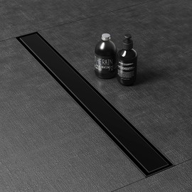 WEBANG 24 Inch Shower Linear Black Drain Rectangular Floor Drain with Accessories Reversible 2-in-1 Cover Tile Insert Grate Removable SUS304 Stainless Steel CUPC Certified Matte Black
