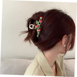 Beatifufu Strawberry Hair Clips, Women's Hair Clips, Non-Slip Claw Clips, Strawberry Hair Clips, Girls' Headpiece, Strawberry Clips, Strawberry Pine Clips