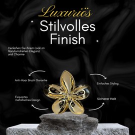 Bronze Flower Hair Accessories for Women - 2 x 4 cm Small Flower Hair Clips, Flower Hair Clips for Girls Elegant Flower Hair Clip for Extra Volume