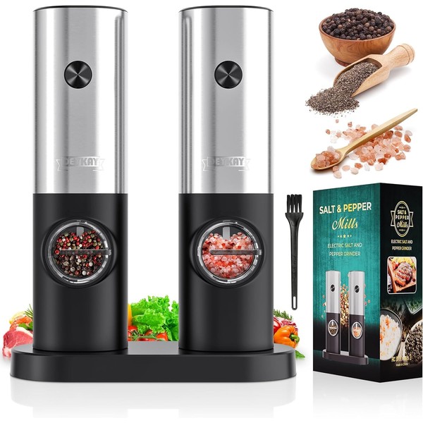Electric Pepper and Salt Grinder Set, Adjustable Coarseness, Battery Powered