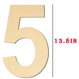 15 Inch Large Wooden Number 5 - Blank Unfinished Wood Numbers for DIY Craft, Signs, Birthday Wedding Party Decorations