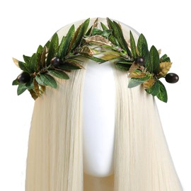 MOSTORY Green Greek Laurel Crown - Oliver Leaf Crown with Berries for Goddess Toga Accessories, Roman Headpiece for Greek God Costume Adult Renaissance Photo Shoot