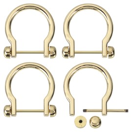 uxcell D-Rings Screw in Shackle, 4Pcs 0.89 Inch Zinc Alloy Horseshoe U Shape D Ring Buckles for Purse DIY Leather Craft Keychain, Gold