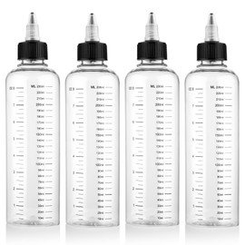 COMNICO 4 Pack Applicator Bottle for Hair, 8.5oz Soft Squeeze Empty Oil Dispenser Hair Color Applicator Root Hair Dye PET Plastic Refillable Bottles for Salon Sylist with Graduated Scale and Twist Top