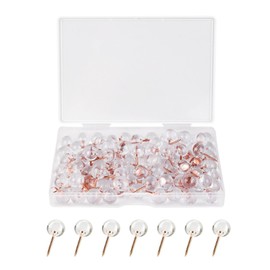 Transparent Push Pins & Push Pins - Pack of 100 Transparent Push Pins Thumbtacks Pin Board Needles Reusable Push Pins Map Pins for Office Bulletin Board Cork Boards Wall Cards and Home Use