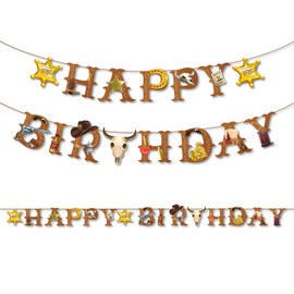 Decoración de fiesta de vaquero para niños, bandera de feliz cumpleaños de vaquero occidental, botas para niño, vaquero de cumpleaños, para fiesta de primer cumpleaños, decoración de cumpleaños con