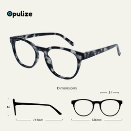 OPULIZE B5 Blue Light Filter Cool Round Frame Spring Hinges Improve Sleep Computer Gaming Anti-Glare Men Women B5, Grey Black Turtle