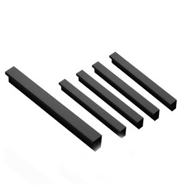 Lunpog 4 Furniture Handles Black Hole Spacing 128 mm Door Handles Kitchen Lever Handles Cabinet Handles Drawer Handles Kitchen Cabinet Handles (with Screwdriver)