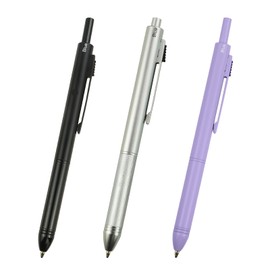 YUNCHUN 3PCS 4 in 1 Multifunction Pen with Pencil, Multicolor Ballpoint Pen + Retractable 0.5mm Mechanical Pencil, Medium Point Ball Pen with 3 Color for Writing & Journaling, Black + Silver + Purple