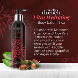 Body Drench Argan Oil Ultra Hydrating Body Lotion – Nourishing & Moisturizing Lotion for Dry Skin with Argan Oil, 8 fl oz