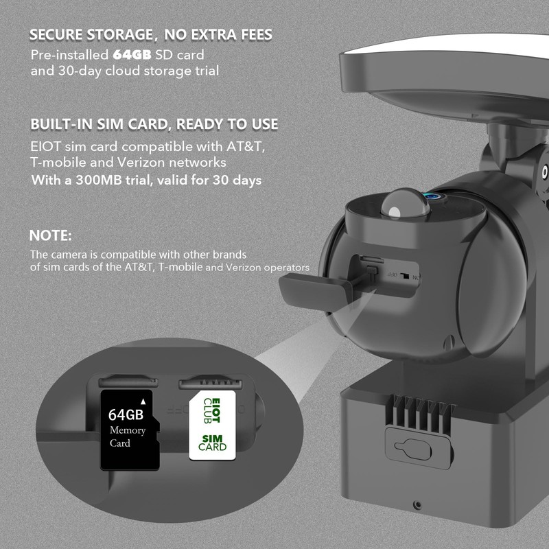 Solar Powered 4G Cellular LTE Wireless Floodlight Security Camera, No