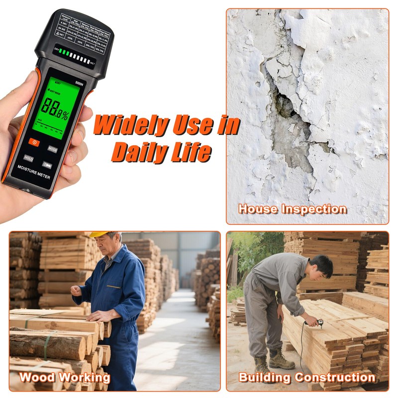 SURLABA Pinless Moisture Meter for Wood, Drywall & Masonry –