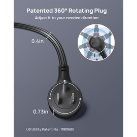 TROND 360° Rotating Flat Plug Extension Cord 1.5ft, Low Profile Small Power Strip, Three Side Grounded Outlet, 13A, Short SPT 16/3 Gauge Cable for Indoor Home Office Cruise Travel Essentials, Black