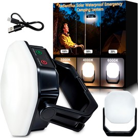 RadiantFlux Rechargeable Solar Camping Lantern, 6600mAh 4000LM Portable LED Tent Light Hanging w/ 3 Light Modes, IP65 Waterproof Emergency Lights for Camping Home Power outages & Hurricane Gear