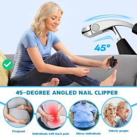 MPKDZNE Heavy Duty Toenail Clippers for Thick Nails, 7-in-1 Pedicure Kit with Catcher for Seniors & Men, Professional Wide Jaw Ingrown Toe Nail Clipper Set, Podiatrist Tool