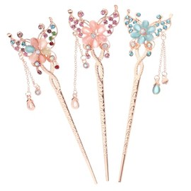 Beaupretty 3 Piezas Palos De Pelo De Flores Chinas Horquillas Para El Pelo Pasador De Moño Accesorios Para El Cabello Chino Para Hanfu Cosplay