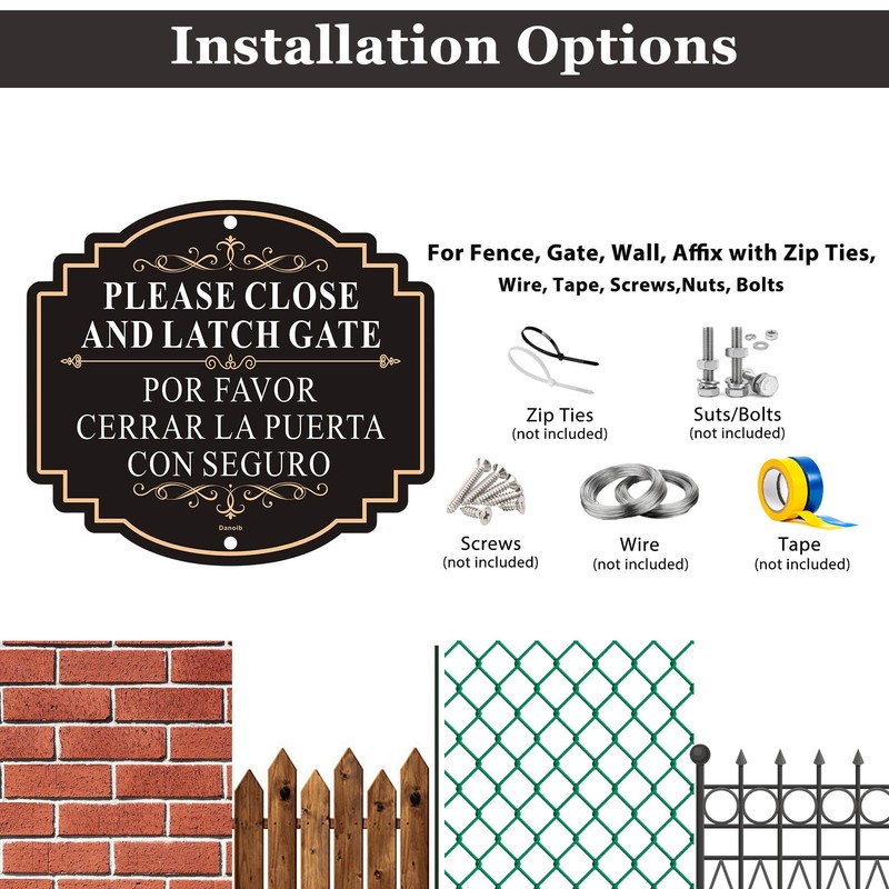 Danoib 2 Pack Please Close and Latch Gate Sign Bilingual