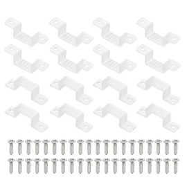 PATIKIL LED Strip Light Clips, 50 Pack Mounting Bracket Hard Fixing Clips Clamp Holders with Screws for 14mm Wide 3528/5050 Neon RGB Light Cable Ribbon, Transparent