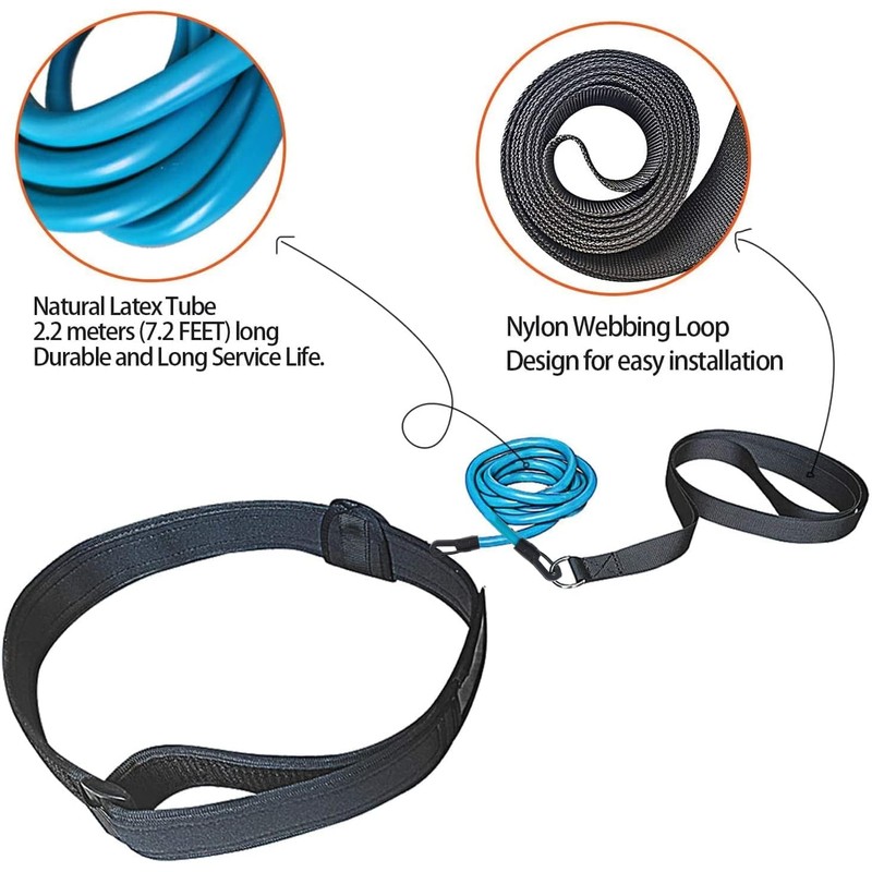 YUJHON Swim Resistance Belt, Swim Tether Stationary Swimming, Bungee Training