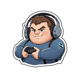 Set of 3 - Gaming Character Vinyl Sticker, Cartoon Gamer with Headphones and Controller Design,SUV, Van, Window, Bumper, Wall, Laptop, Tablet, Cup,Tumbler Or Any Smooth Surface