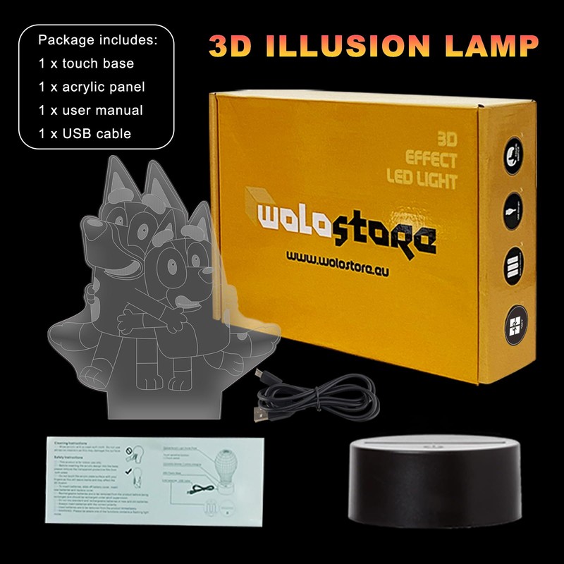 LED Bluey Color Changing USB Night Light for Kids Sleep