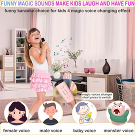 Toys Karaoke Microphone Machine for Kids Age 4-12, Mini Portable Bluetooth Karaoke Speaker with 1 Wireless Microphones & LED Lights for Home Party Christmas Birthday Gifts for Girls Boys Adult