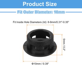 sourcing map 48 Pcs Round Plastic Plug, Black Tubing End Cap Plugs, 10mm(0.39 Inch) Furniture Leg Pipe Insert, Glide Protection for Chair, Sofa, Table, Shelf