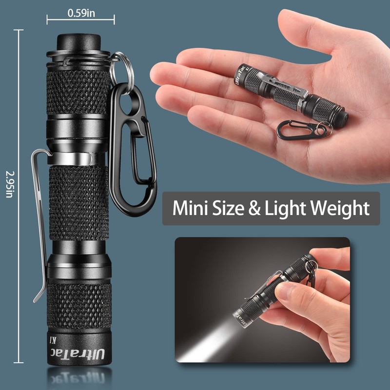 UltraTac K1 180LM Ultra-Bright LED Keychain Flashlight - Waterproof AAA