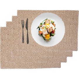 Heavenera Set 4 Manteles Individuales Platos Mesa Tejido Tela 48x33cm