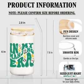 Zomhix Mahjong Gifts Glass Cups - Mahjong Gifts for Women, Glass Cup with Lids and Straws 14oz