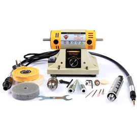 LIBAOTML Adjustable Speed Polishing Machine, Multi-Function Bench Lathe Polisher, Bench Grinder, Polishing Machine Used For Jewelry Making, Woodcrafting, Dental, Manual DIY.