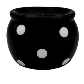 ACK Black Polka Dots Scouring Brillo Pad Holder, Ceramic Hand Painted Sponge Holder for Kitchen Sink, Kitchen Décor