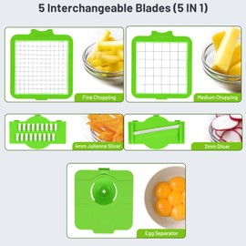AISHUJIE Vegetable Chopper with Large Container - Vegetable Cutter Mandoline Slicer Food Chopper Kitchen Vegetable Slicer Dicer Cutter, 11 in 1