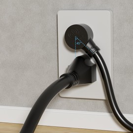 Extension Cord 4 FT, 3 Prong Extension Power Cord, 45 Degree Plug Design, 16/3 Gauge Flexible Cold, 13A 1625W 16AWG, Save Space 3 Prong Electric Cord, ETL, Black Cable with 25 Cable Ties