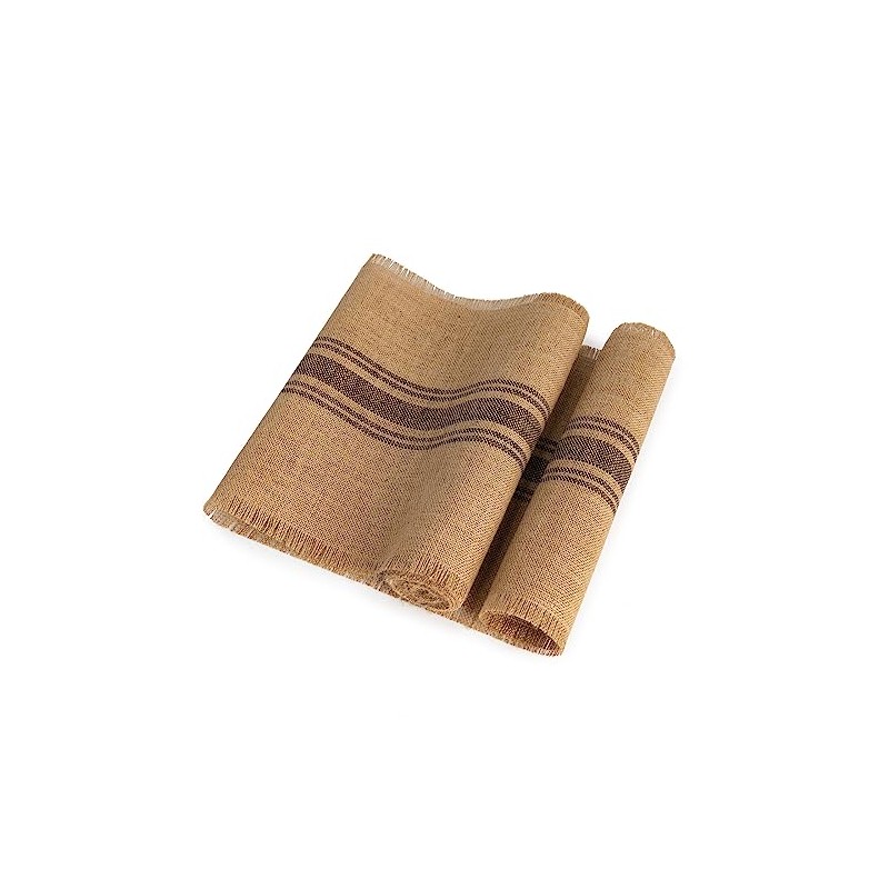 home·fsn Burlap Table Runner (Tassel Middle Stripe Black, 14x60 Inch)