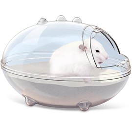 TieLishor Hamster Bathroom,Hamster Bathtub,Sand Bath Container,Hamster Toilet and Sandbox Dust Bathtub,Transparent Hamster Bed,Sand Bath Box for Hamster Cage Accessories(S 5.3x3.8x3.3 inch)