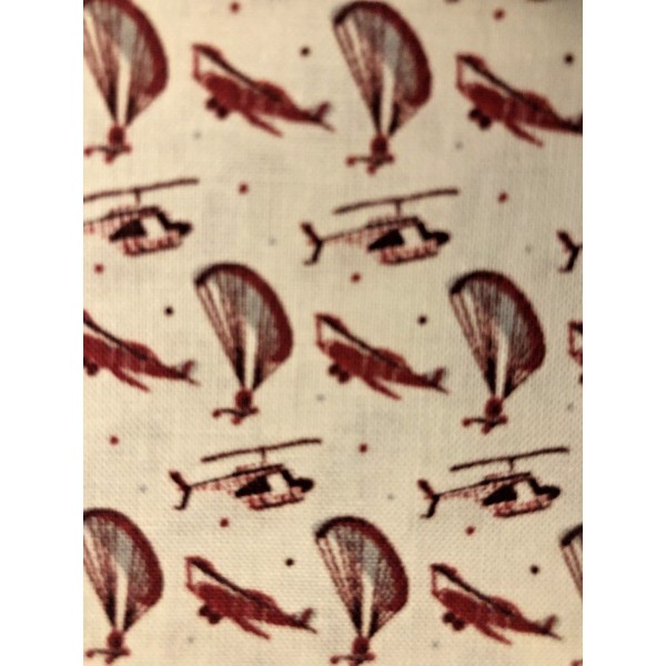 Freedom Fabric VTG Red Print Helicopters "Head in the Clouds