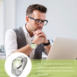 VALICLUD Digital Watch for Men with Glow in the Dark Display Silver Elastic Band Comfortable Stretch Expansion Band Watch Casual Lightweight Wristwatch for Everyday and Outdoor Use