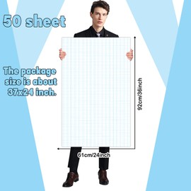 Yiaoyinnz 50 Sheets Large Graph Paper 24 x 36 Inch Graph Paper Pad 1inch and 1/4inch ruled grid paper Giant Grid Paper Sheet Blueprint Drafting Pad for Engineering Architect Designer Mathematician
