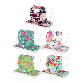 Mascarilla Con Estampado De Flores Para Protección Desechabl